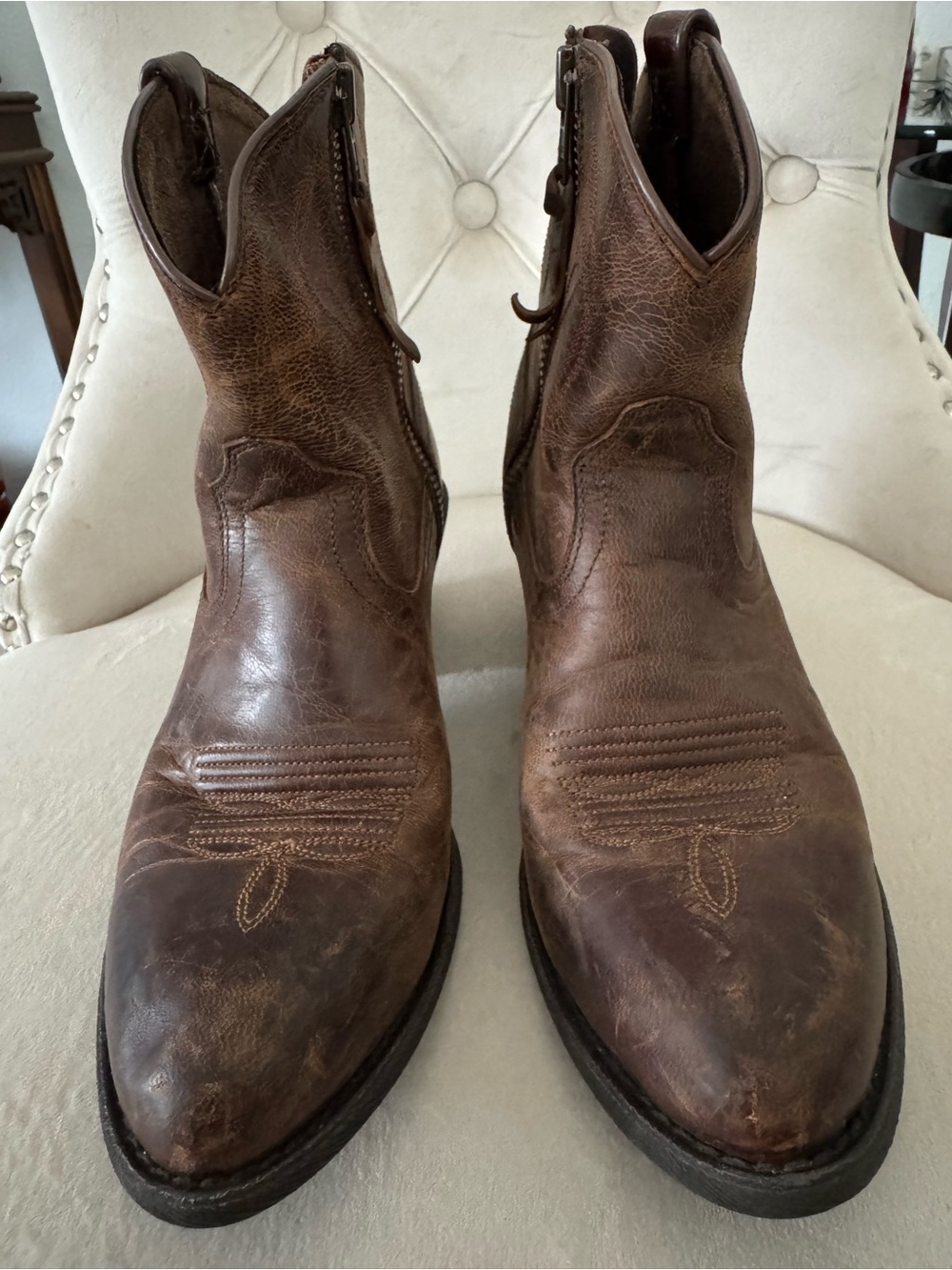Ariat Brown Leather Western Ankle Booties